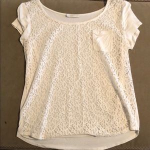 Hinge lace and cotton t shirt